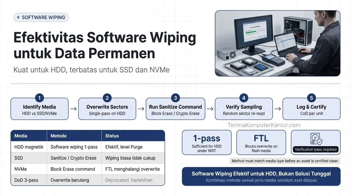 diagram proses software wiping menimpa sektor data pada hard disk drive korporasi