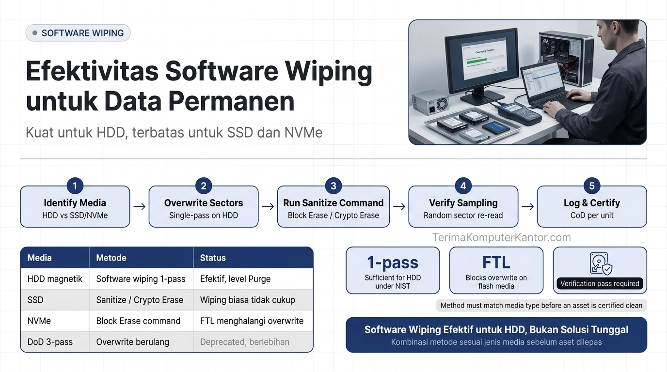 diagram proses software wiping menimpa sektor data pada hard disk drive korporasi