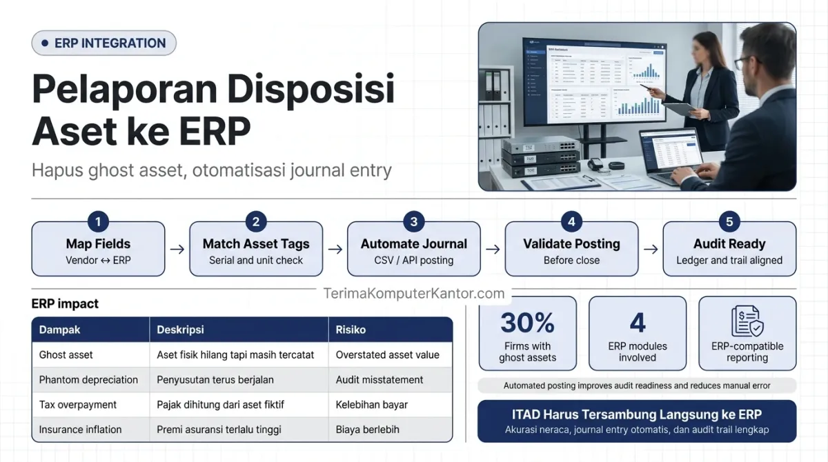 alur integrasi data disposisi aset IT dari vendor ITAD ke sistem ERP korporasi