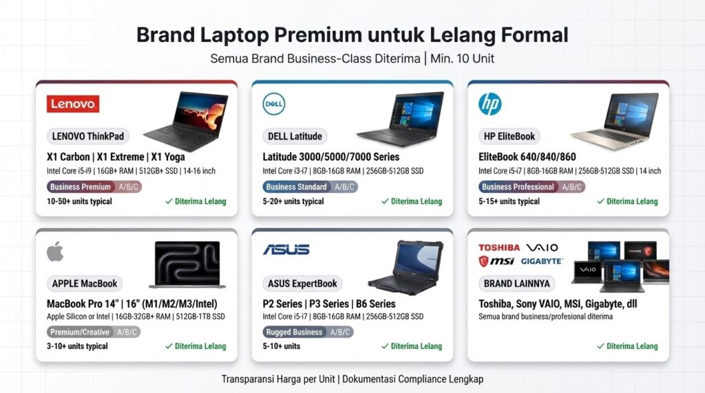 jenis laptop untuk lelang