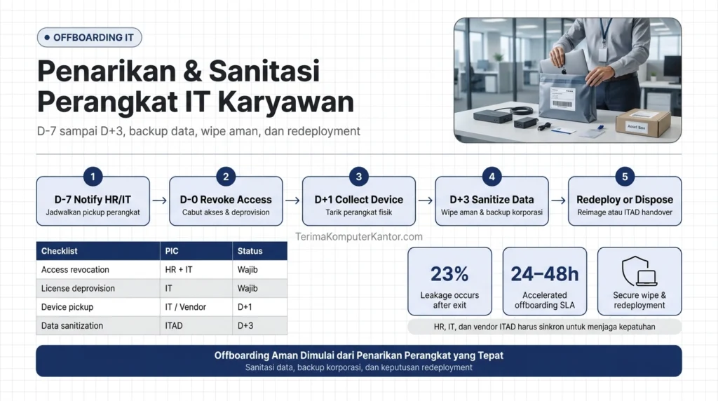 timeline protokol penarikan dan sanitasi perangkat IT karyawan offboarding