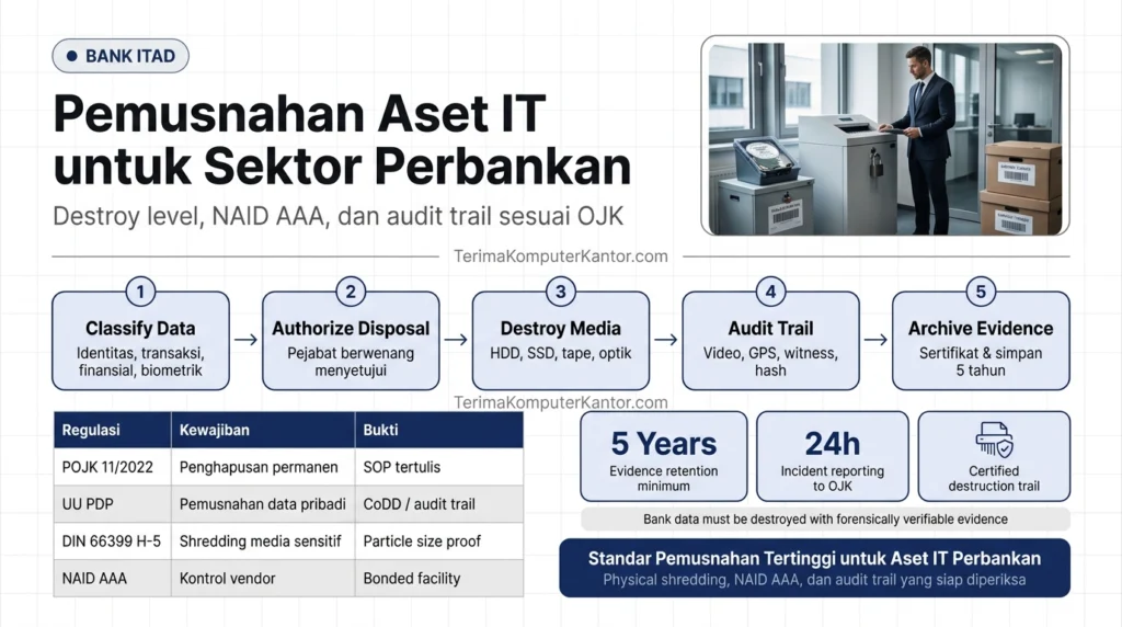standar pemusnahan aset IT perbankan sesuai regulasi OJK dan DIN 66399