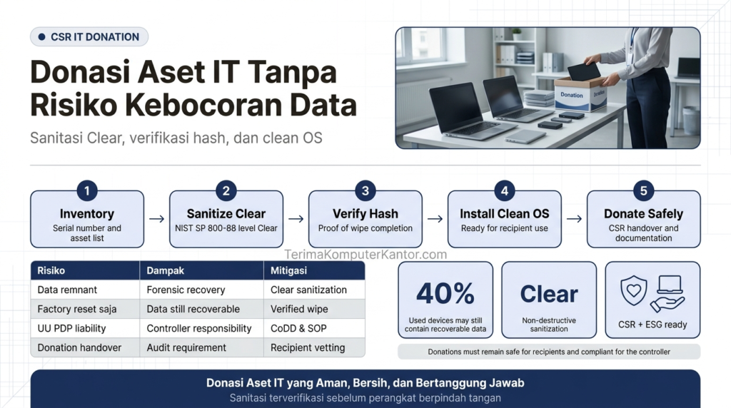 alur sanitasi data perangkat IT sebelum donasi CSR korporasi