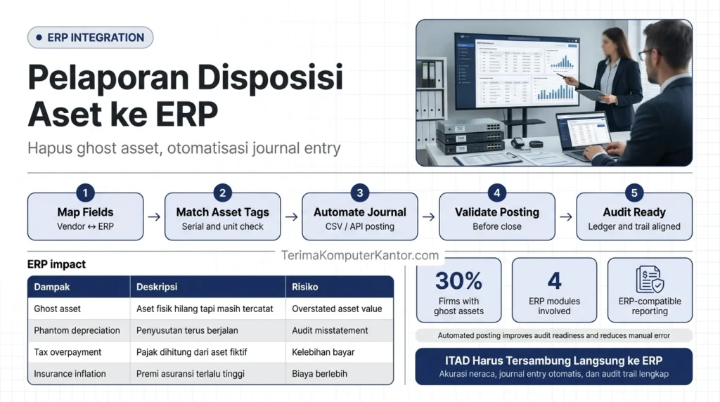 alur integrasi data disposisi aset IT dari vendor ITAD ke sistem ERP korporasi