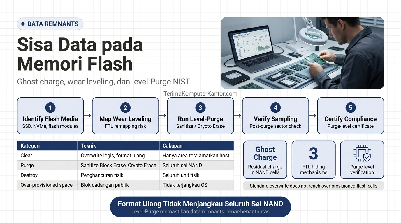 diagram sisa muatan elektrik ghost charge pada sel NAND memori flash korporasi